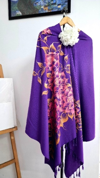 Winter Shawl -hand painted 8